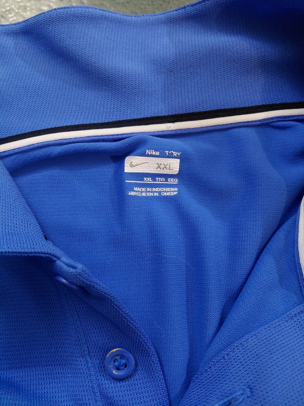 Nike Blue Dri-FIT Polo Shirt with Black Panels - Picture 5 of 5